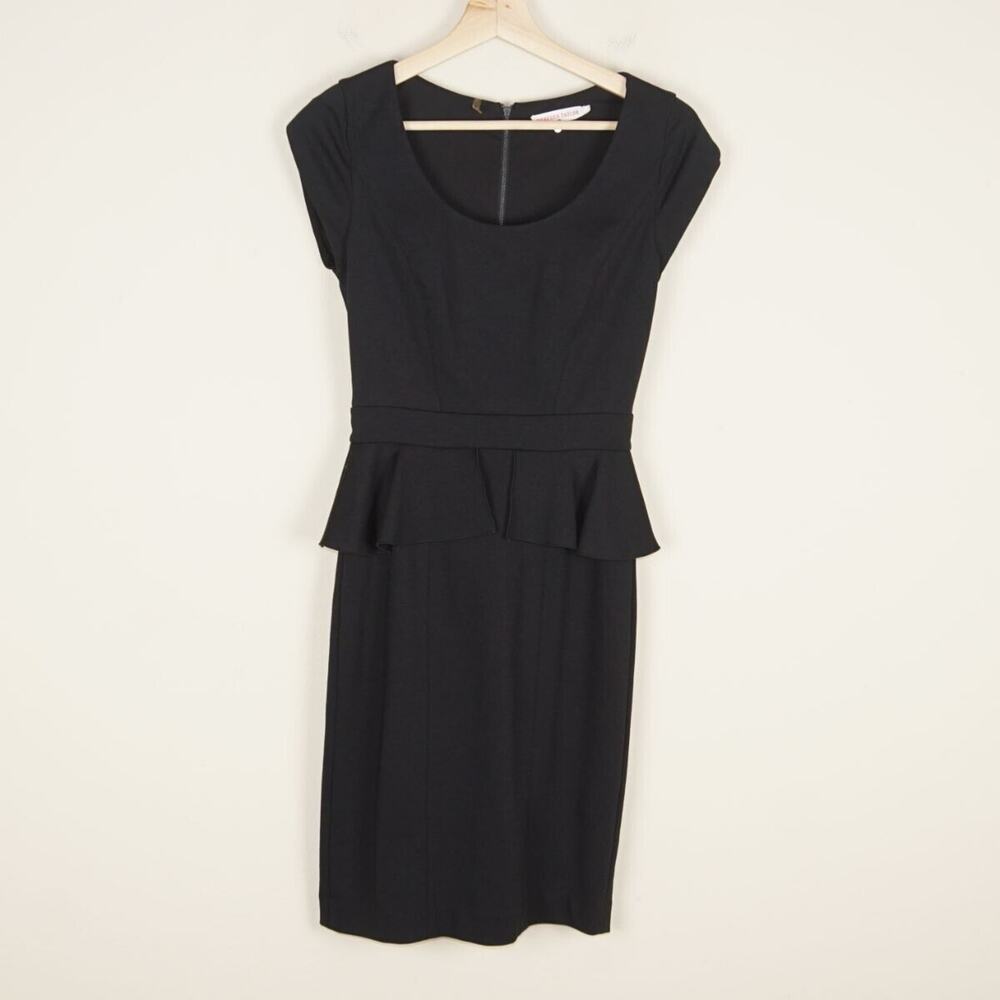 Rebecca Taylor Ponte Peplum Sheath Black Dress Womens Sz 2